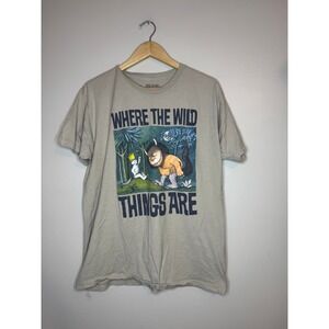 Where the Wild Things Are Graphic T-Shirt Mens Large Tan Maurice Sendak Book Tee
